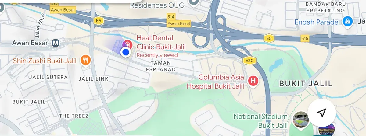 Map showing Heal Dental Clinic at Aked Esplanad, Bukit Jalil